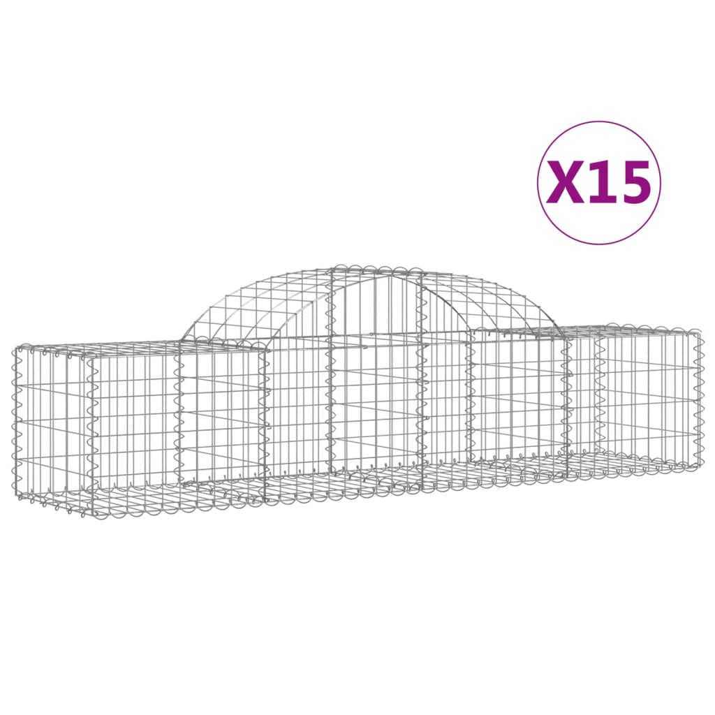 vidaXL Cestas de gaviones 15 uds forma de arco hierro Dimensiones 200 x 30 x 40/60 cm,  200 x 30 x 60/80 cm,  200 x 30 x 80/100 cm y mas