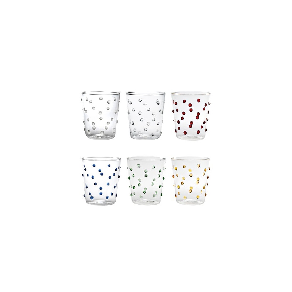 Vaso Zafferano para fiestas de 45 cl, multicolor, 6 piezas en vidrio