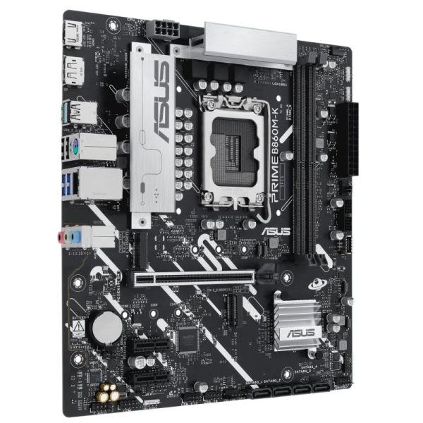 Asus prime b860m-k placa base intel lga 1851 - 2x ddr5, 2x m.2, pcie 4.0, 4x sata iii, hdmi, usb 2.0, 3.2, rj-45 - factor de forma microatx
