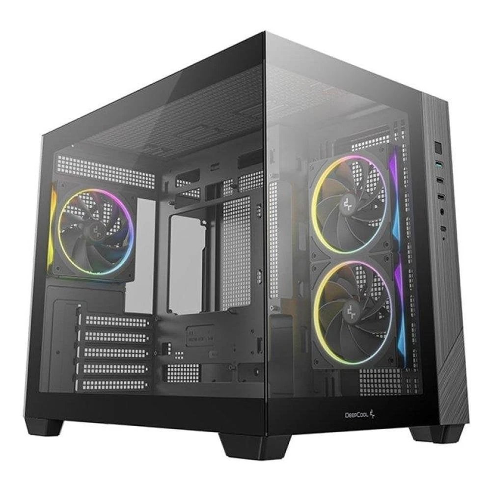Deepcool - Caja para PC CG330 3F con cristal templado, soporte para 2 HDD de 3,5 pulgadas y 4 SSD de 2,5 pulgadas, diseño Micro ATX negro