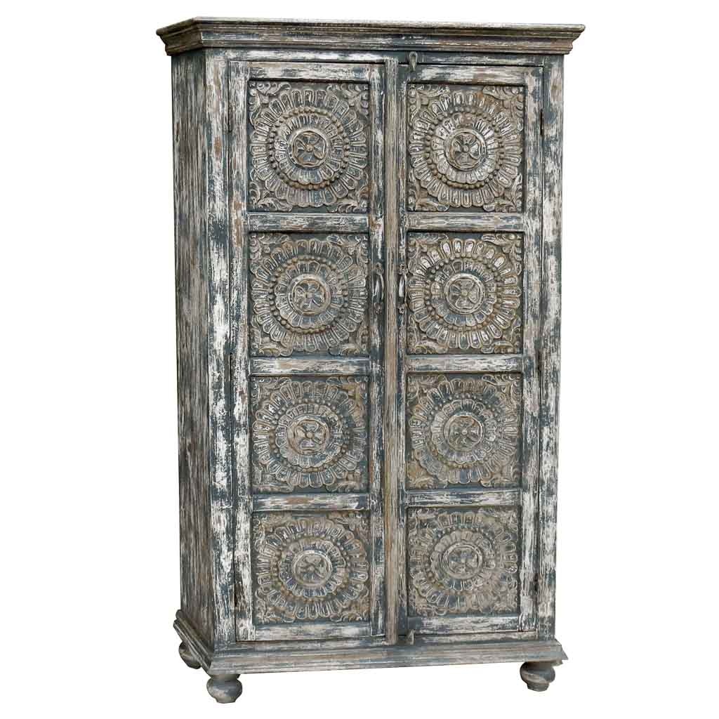 Wonderlust Deco - Armario de Madera acabado artesanal gris 100x41x183h cm Gris 100x41x183h cm