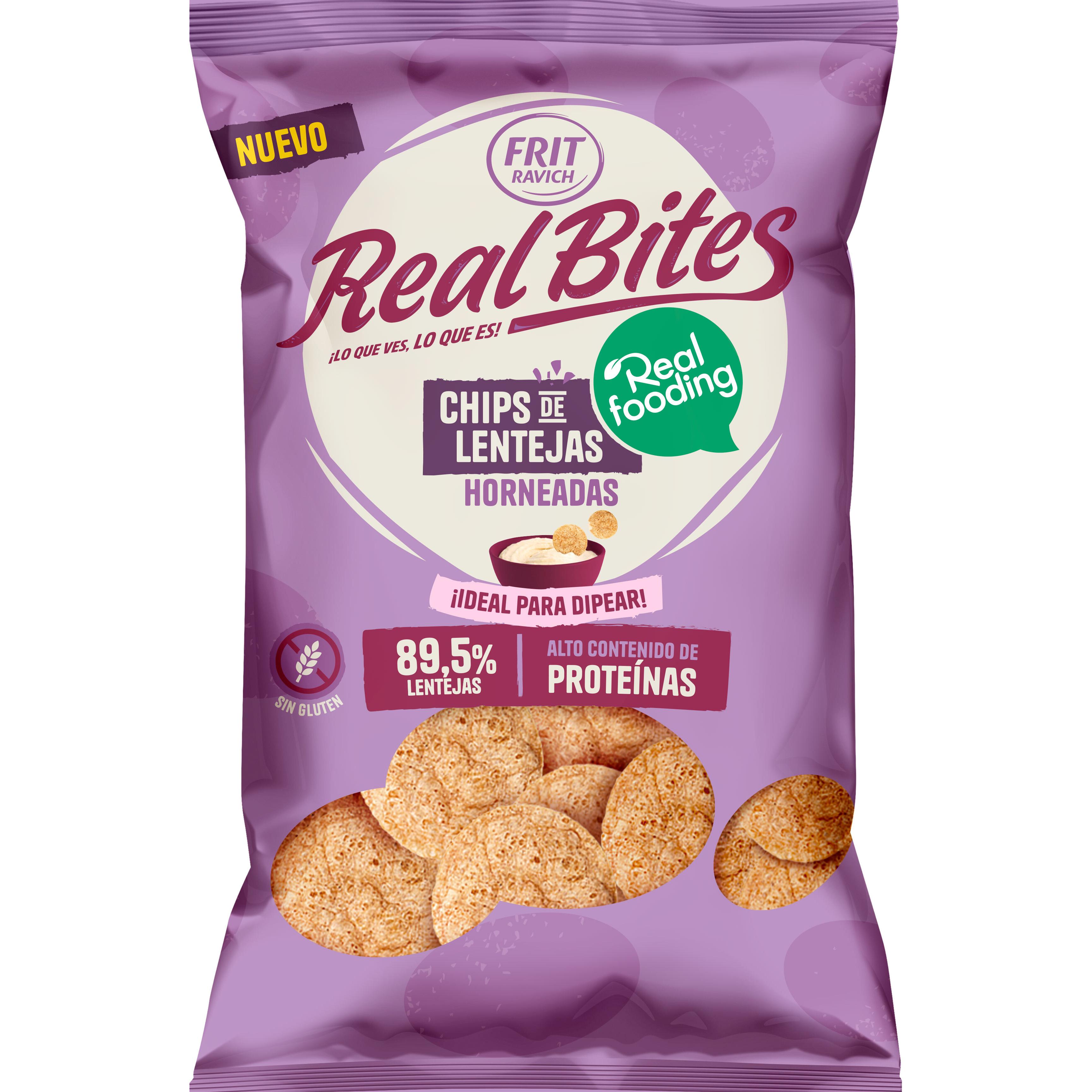 Chips de Lenteja RealFooding - Caja 6 Paquetes - Sabores: Original - Sal y Pimienta - Tomate y Albahaca. Chips de Lentaja Real