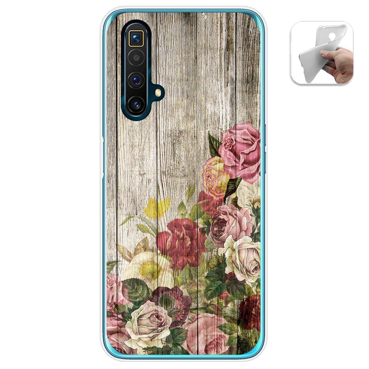 Tumundosmartphone Funda Gel Tpu para Realme X3 SuperZoom / X50 5G diseño Madera 08 Dibujos