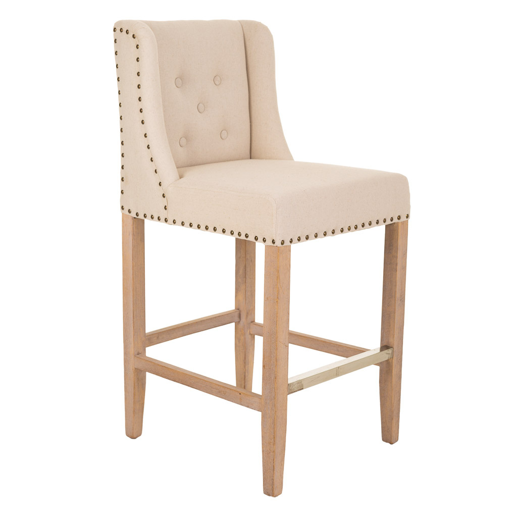 WANDERLUST DECO Taburete Alto de Madera Maciza Estilo Nórdico para Barra de Cocina