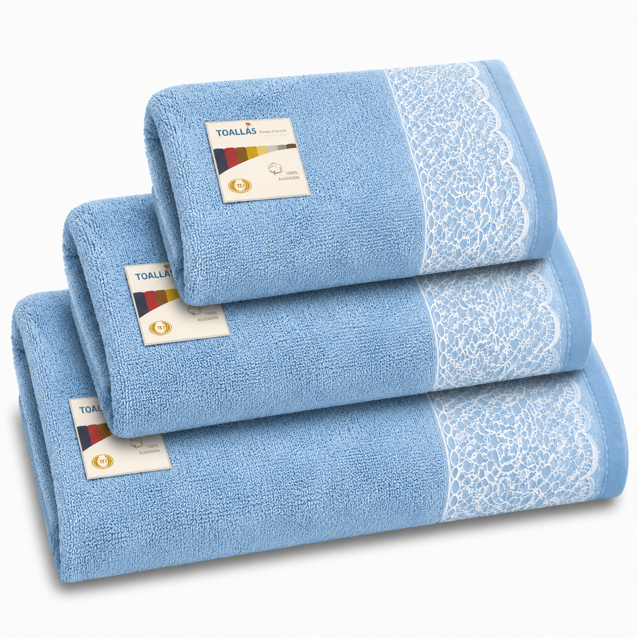 Juego de 3 Toallas de Baño 100% Algodón, Alta Absorción y Secado Rápido, Toallas Suaves para Baño, Lavabo y Manos (100x150, 50x100 y 30x50 cm), 10 Colores Disponibles
