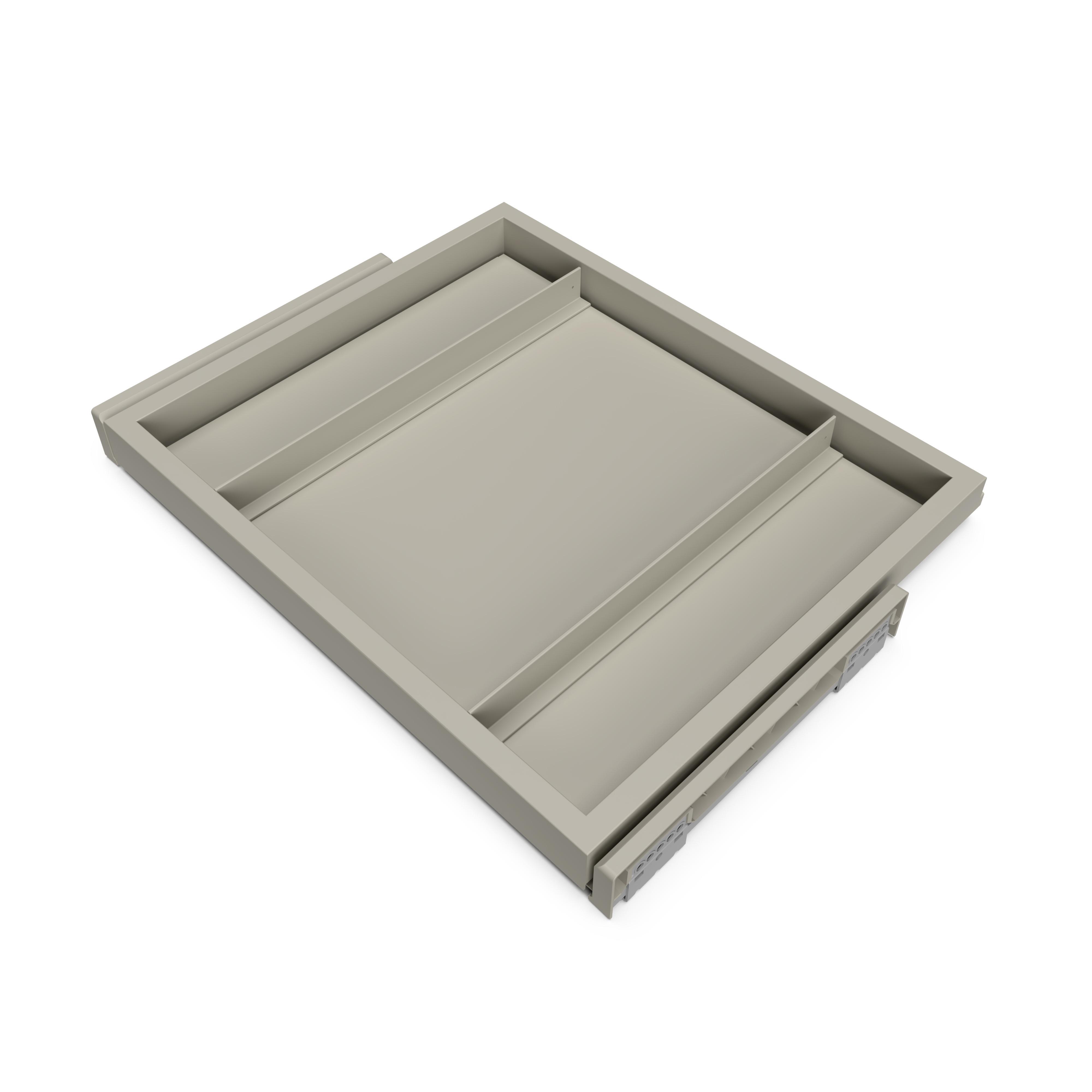 Kit de bandeja y bastidor de guías con cierre suave para armarios, regulable, módulo 600mm, gris piedra