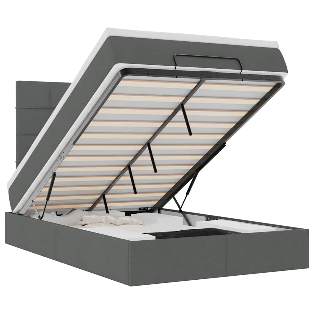 vidaXL Estructura cama otomana colchón tela gris oscuro 120x200cm