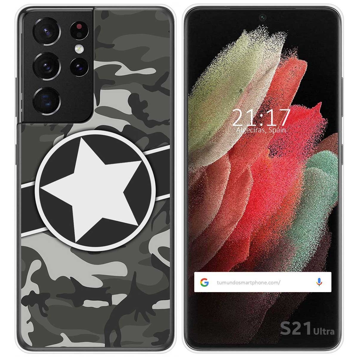 Tumundosmartphone Funda Gel Tpu para Samsung Galaxy S21 Ultra 5G diseño Camuflaje 02 Dibujos