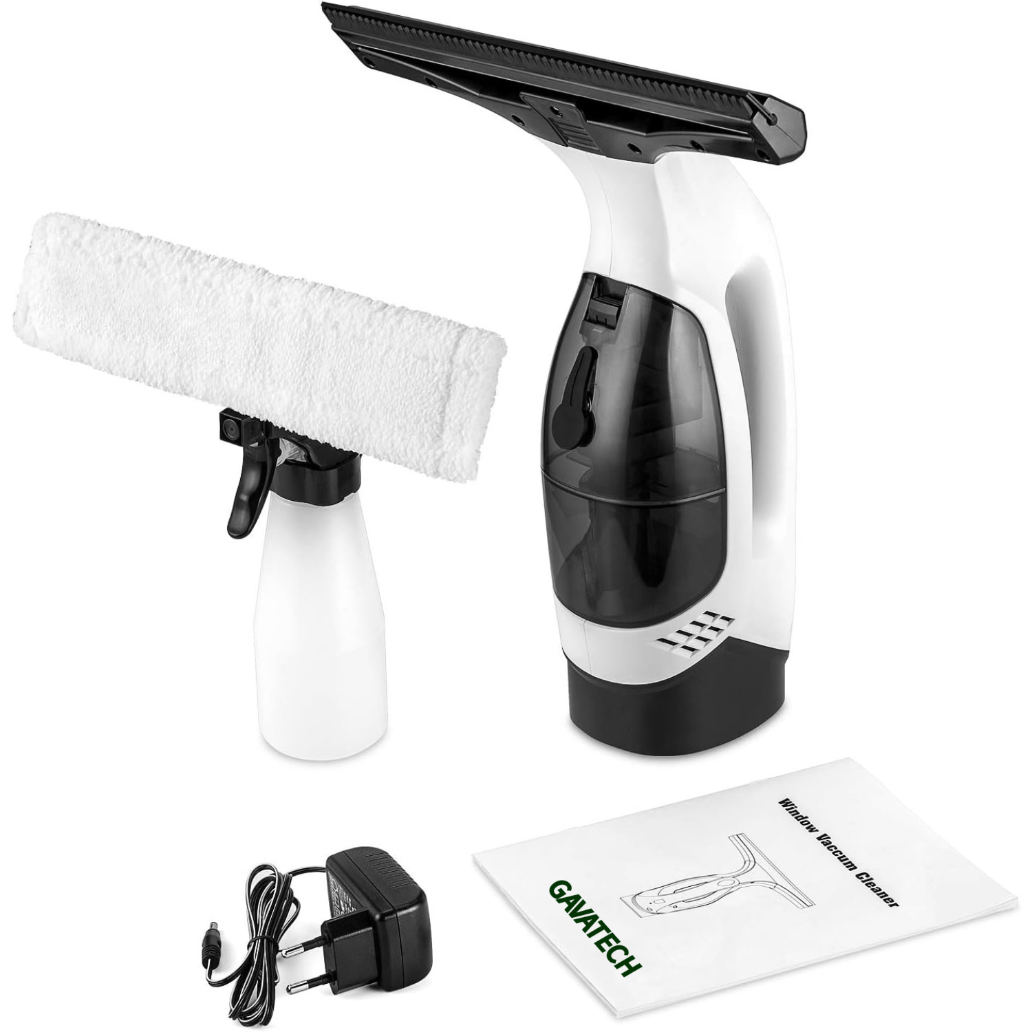 GAVATECH WC01 – Limpia Cristales Eléctrico Inalámbrico, Batería 2200 mAh, Depósito de 200ml, Potencia 7.4Wh, Ligero 1.2kg.