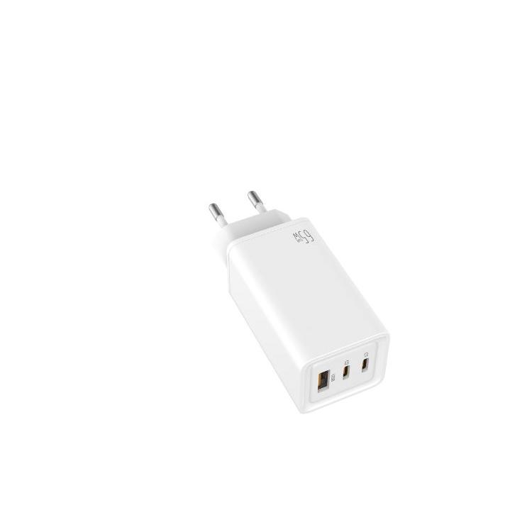 Cargador pared/viaje gan 2xusb-c/pd + usb-a 65w blanco leotec