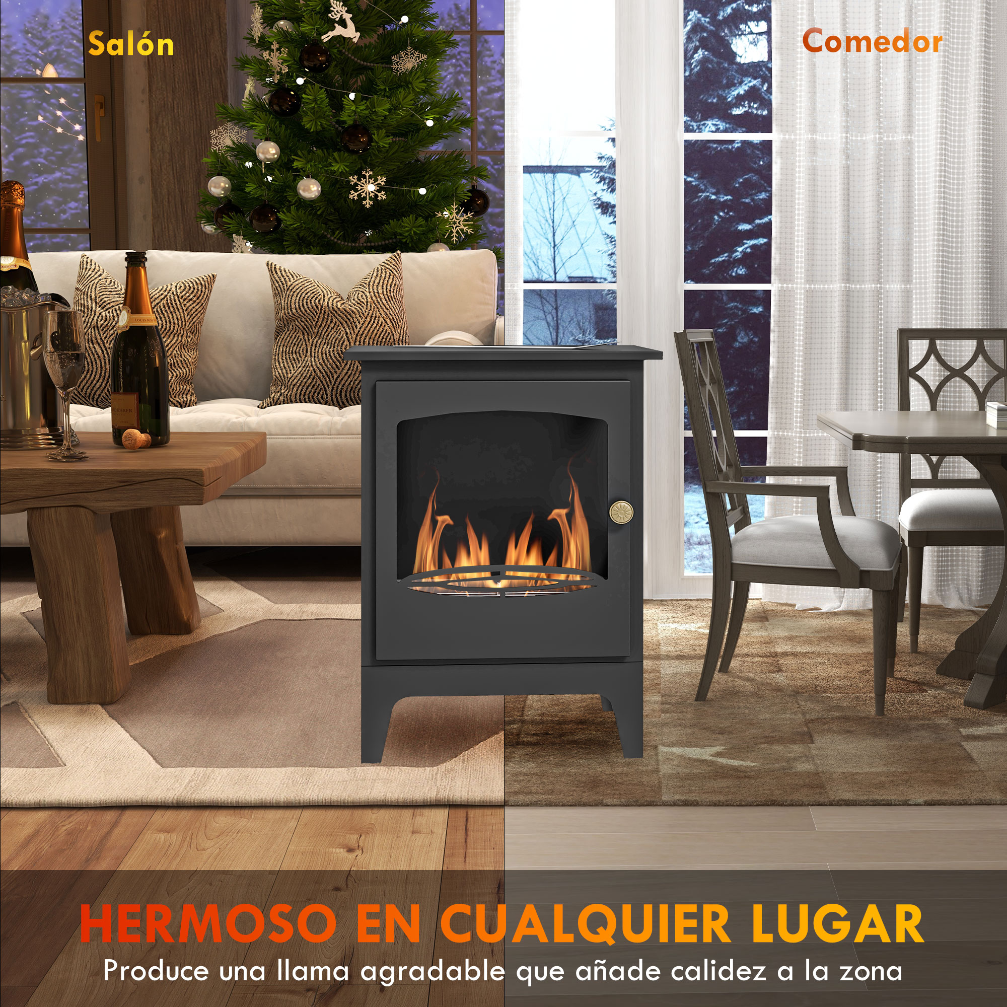 HOMCOM Chimenea de Bioetanol de Pared 60x22x40 cm Capacidad de 1,5 L  Combustión de 3 Horas Estufa de Bioetanol de Acero Inoxidable para Salón