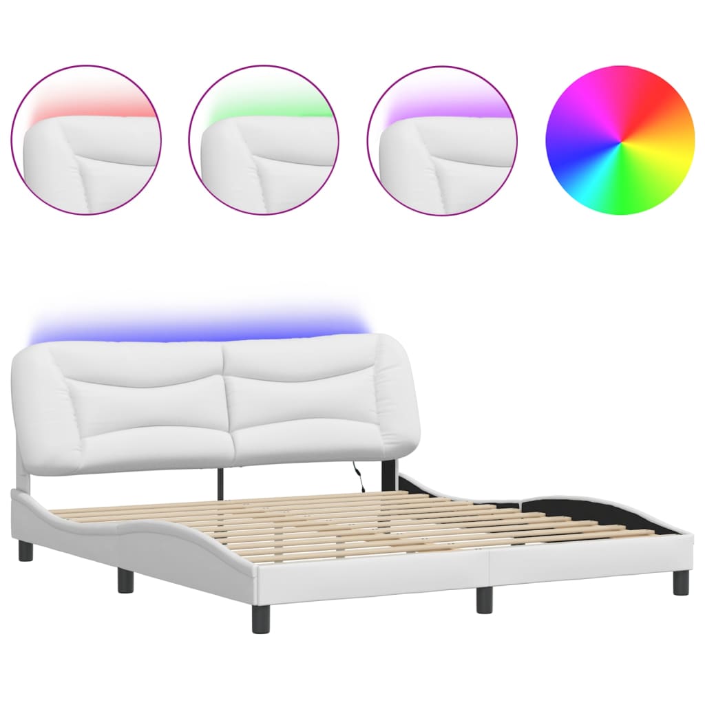 vidaXL Estructura de cama con LED sin colchón blanco 180x200 cm