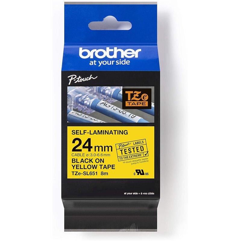 Brother Cinta Autolaminada Negro/Amarillo