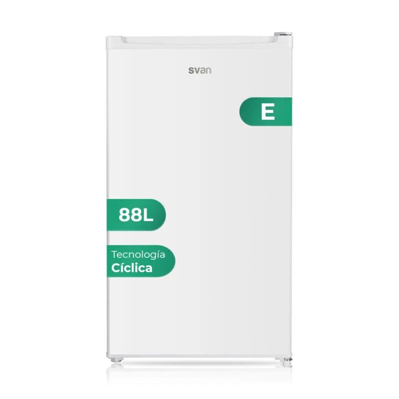 Frigorífico 1 Puerta Svan SR84501E 88L Clase E Alto 85cm x 48cm Blanco  | Refrigerador Cíclico, Sin congelador para máximo