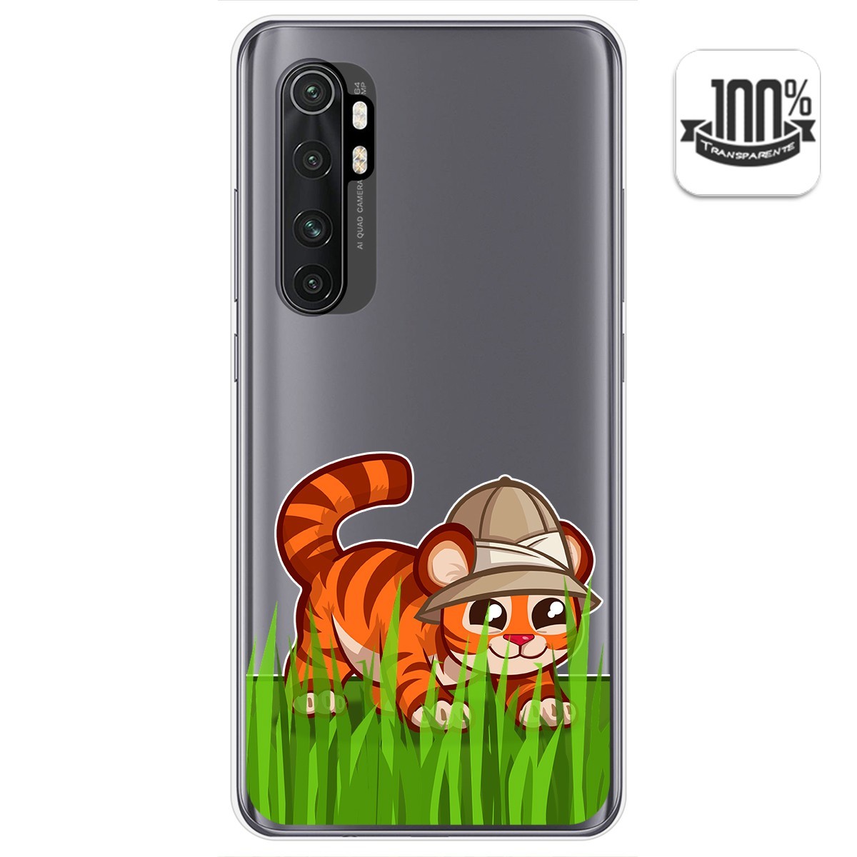 Tumundosmartphone Funda Gel Transparente Xiaomi Mi Note 10 Lite con Dibujo de Tigre