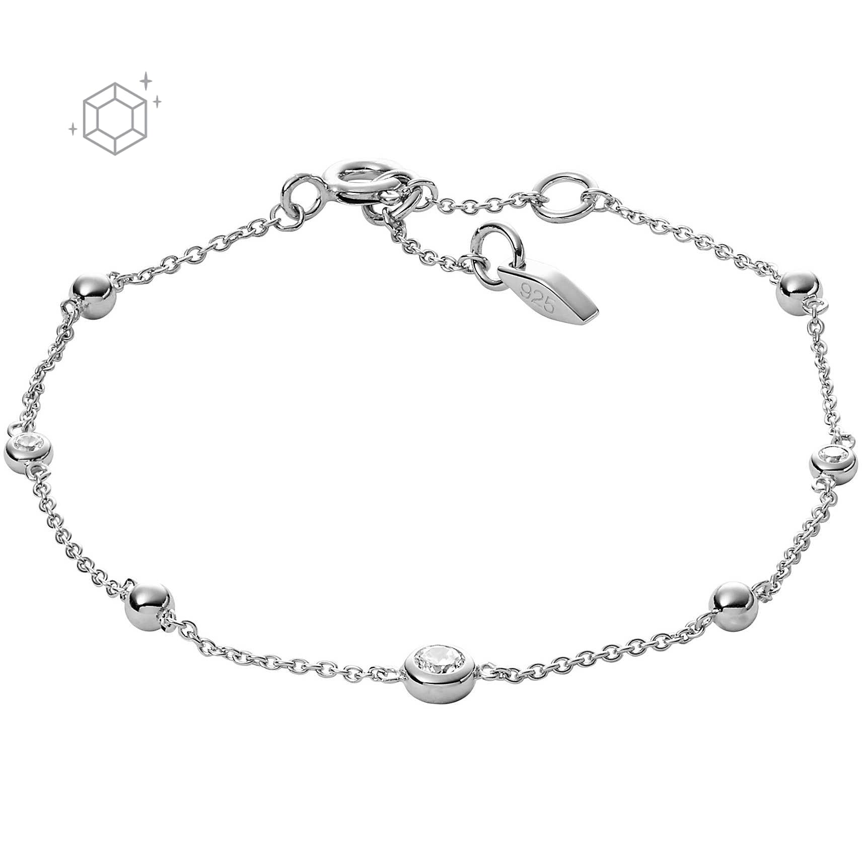 Fossil jfs00452040 Pulsera Mujer con Cristales Incolores en Plata-Esterline Plata-Elliot Fossil Jewelry
