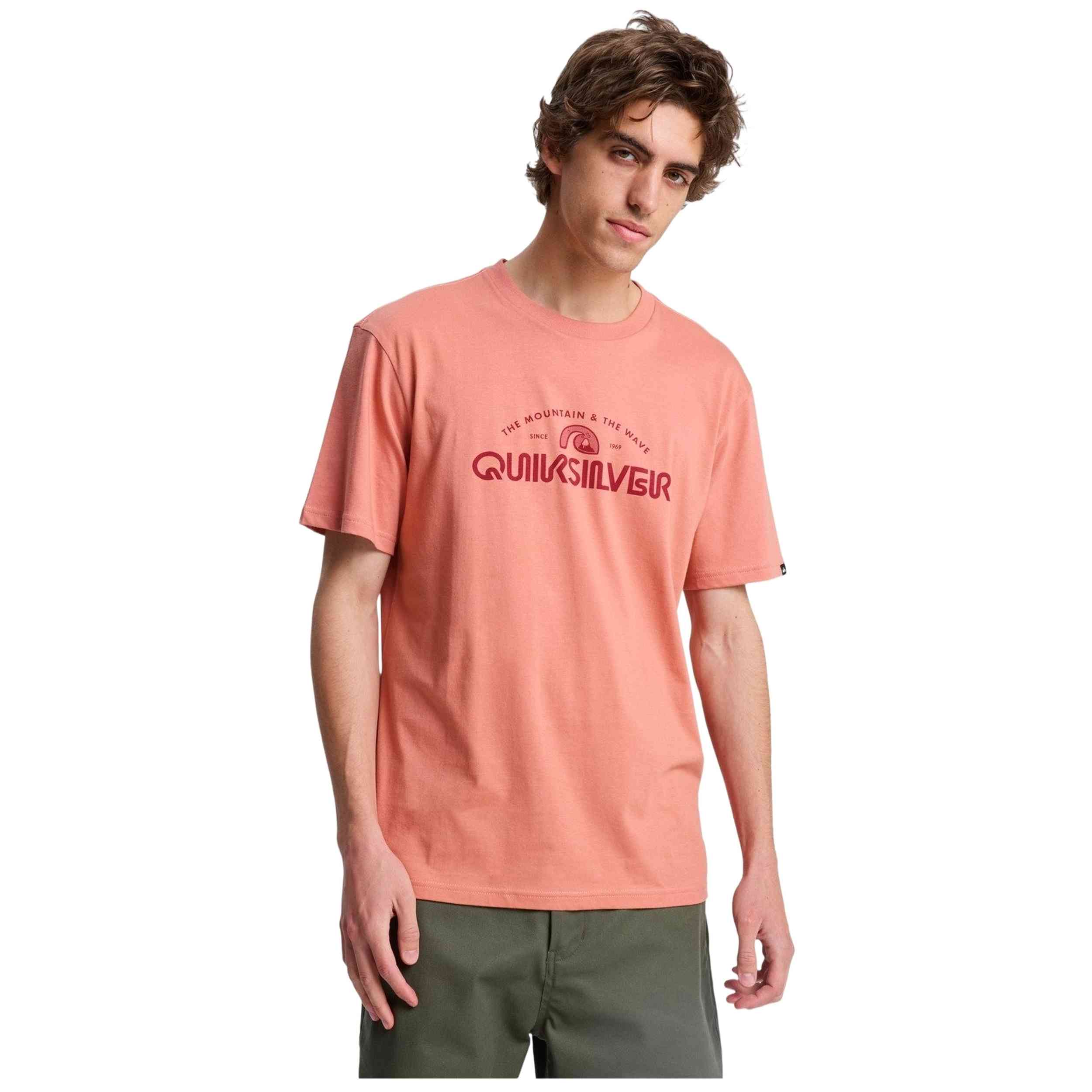 Camiseta De Manga Corta Quiksilver modelo EQYZT08287-MKT0 para hombre y mujer en color Rojo