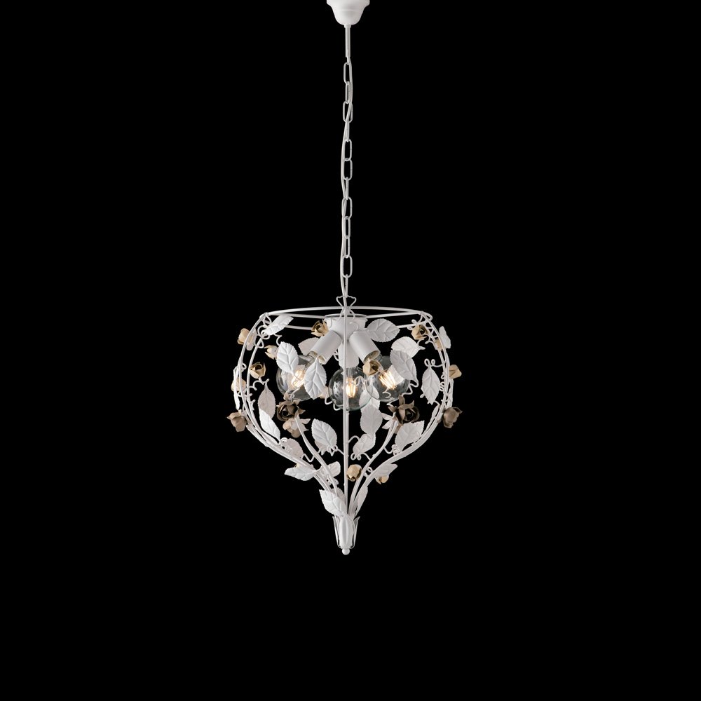 Araña Shabby Chic Bella Blanco 3 Luces E27