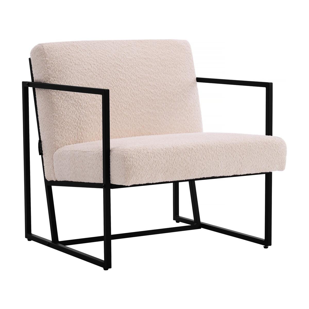 Habitat y Jardin - Sillón de metal "Kennedy" con tela bouclette - 73. 5 x 75.5 x 81 cm - Crema
