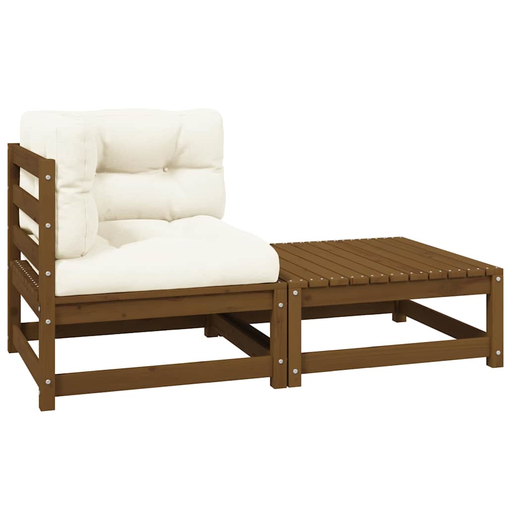 vidaXL Set de muebles de jardín 2 pzas cojines madera pino marrón miel