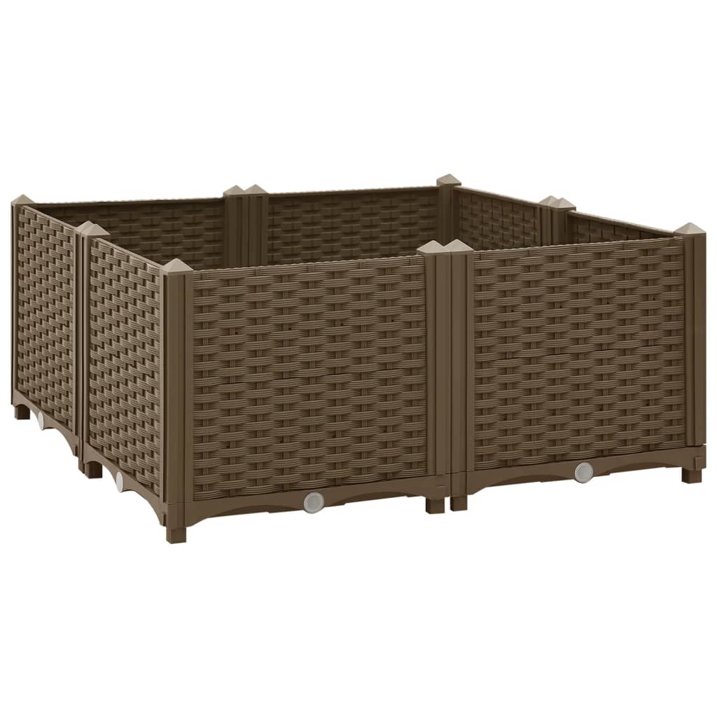 vidaXL Arriate polipropileno 80x80x38 cm Color Gris oscuro,  Marrón,  Negro y mas