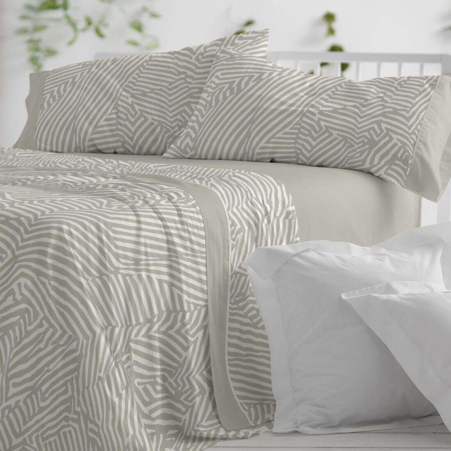 Juego Sábanas BURRITO BLANCO 50% Algodón Diseño Animal Print Salvia - Tacto Suave, Fácil Planchado, Alta Durabilidad - Cama 90-200cm