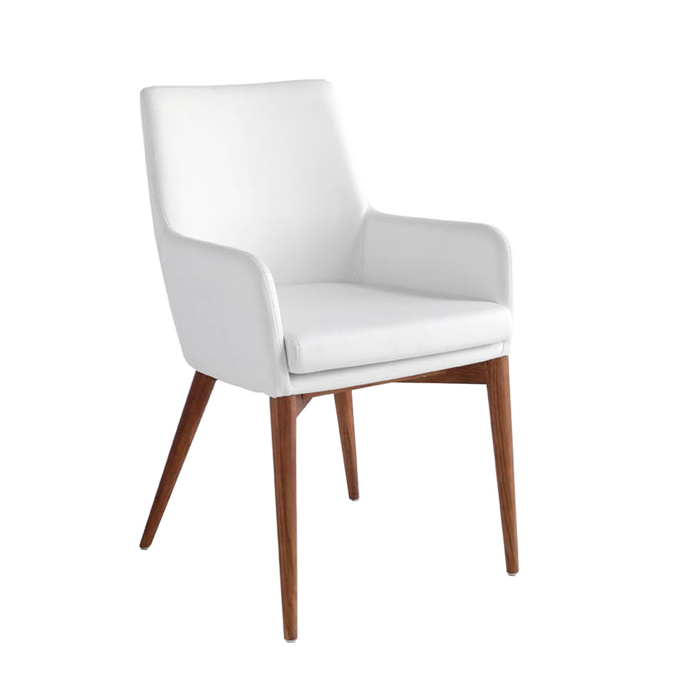 ANGEL CERDÁ 4006C Silla comedor tapizada polipiel , Blanco  Nogal , Polipiel , 57 x 64 x 88 cm.