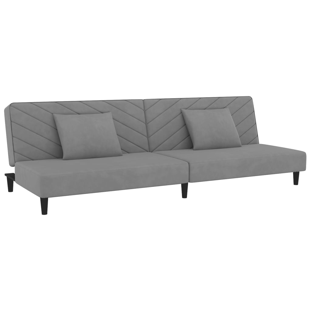 vidaXL Sofá cama de 2 plazas con dos almohadas terciopelo gris claro