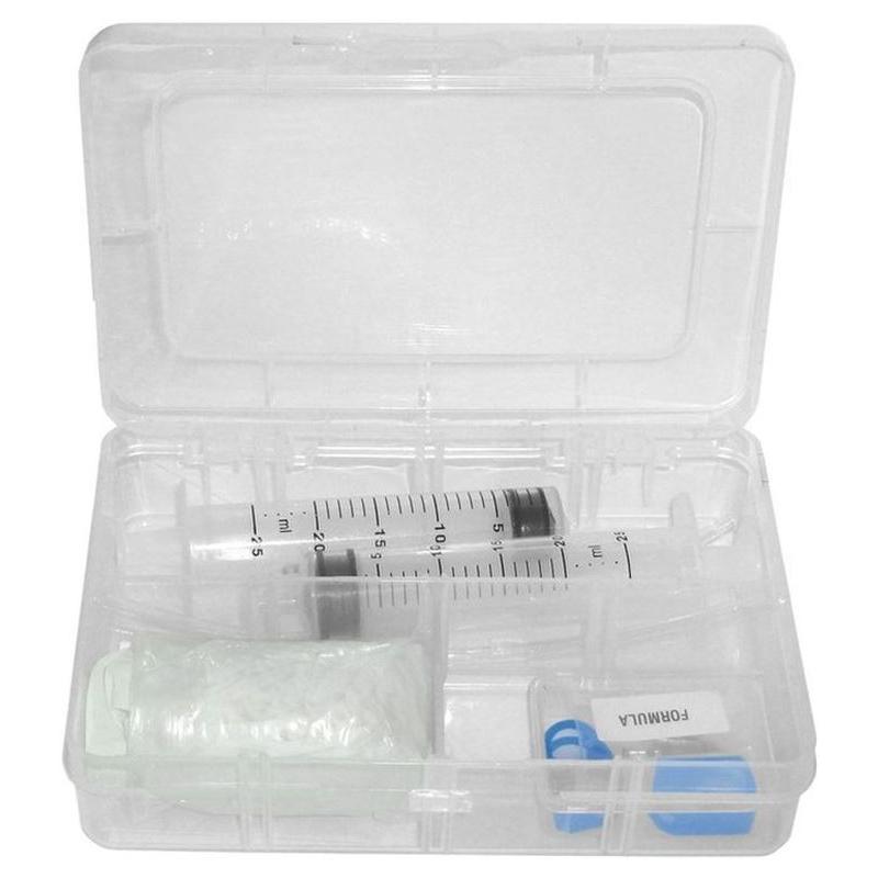 XLC - Kit de purgado para frenos de disco BR-X66 para bicicletas, incluye jeringa DOT, adaptadores y herramientas de sujeción, ideal para mantenimiento profesional de frenos hidráulicos