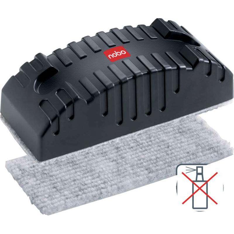Nobo borrador magnetico para pizarra blanca - borra en seco - elimina residuos de tinta y suciedad - color negro