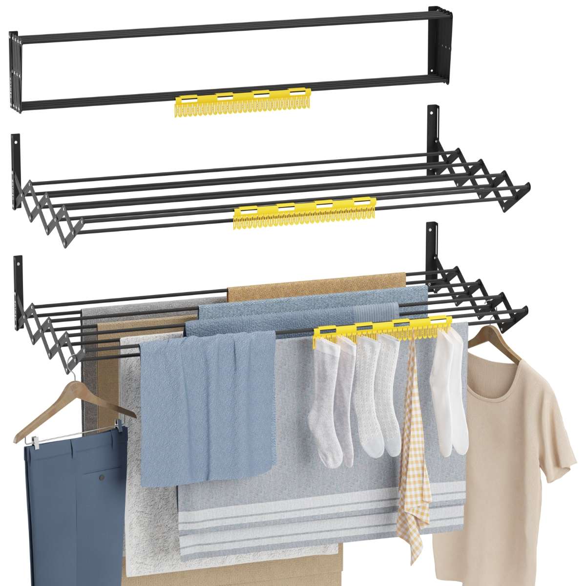 Newlux Tendedero Plegable Pared Wall V100 Blanco (100 x 60 x 19 cm) con capacidad para 10,5 m / 12 kg