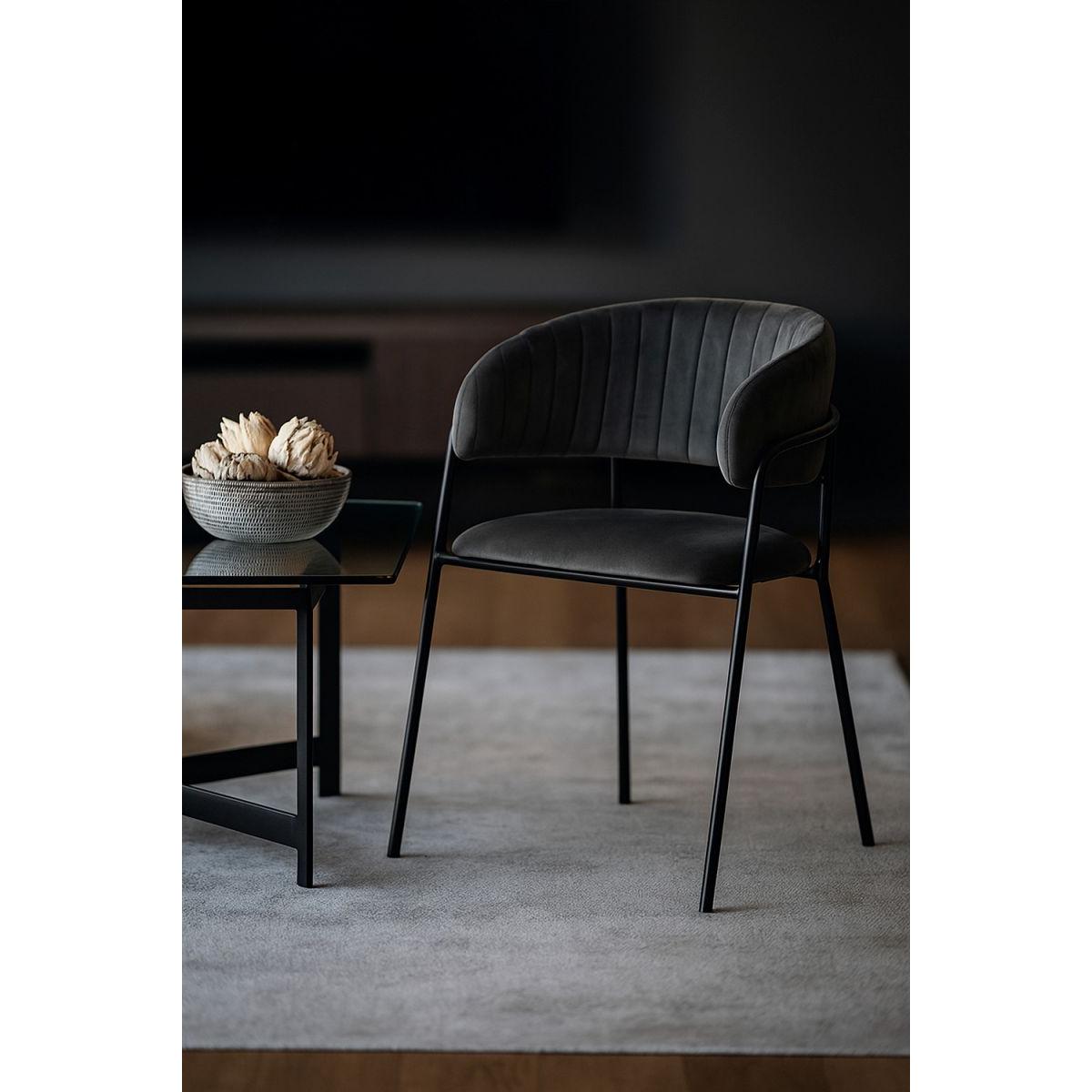 Regalos Miguel - Sillas Comedor - Silla Moniel Black Terciopelo - Gris oscuro