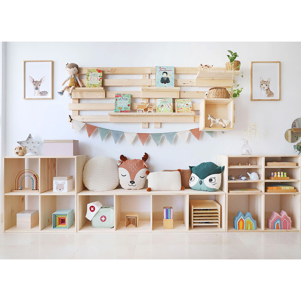 estanteria modular con 2x2 cubos dinamic pino macizo 70,8x70,8x33cm astigarraga