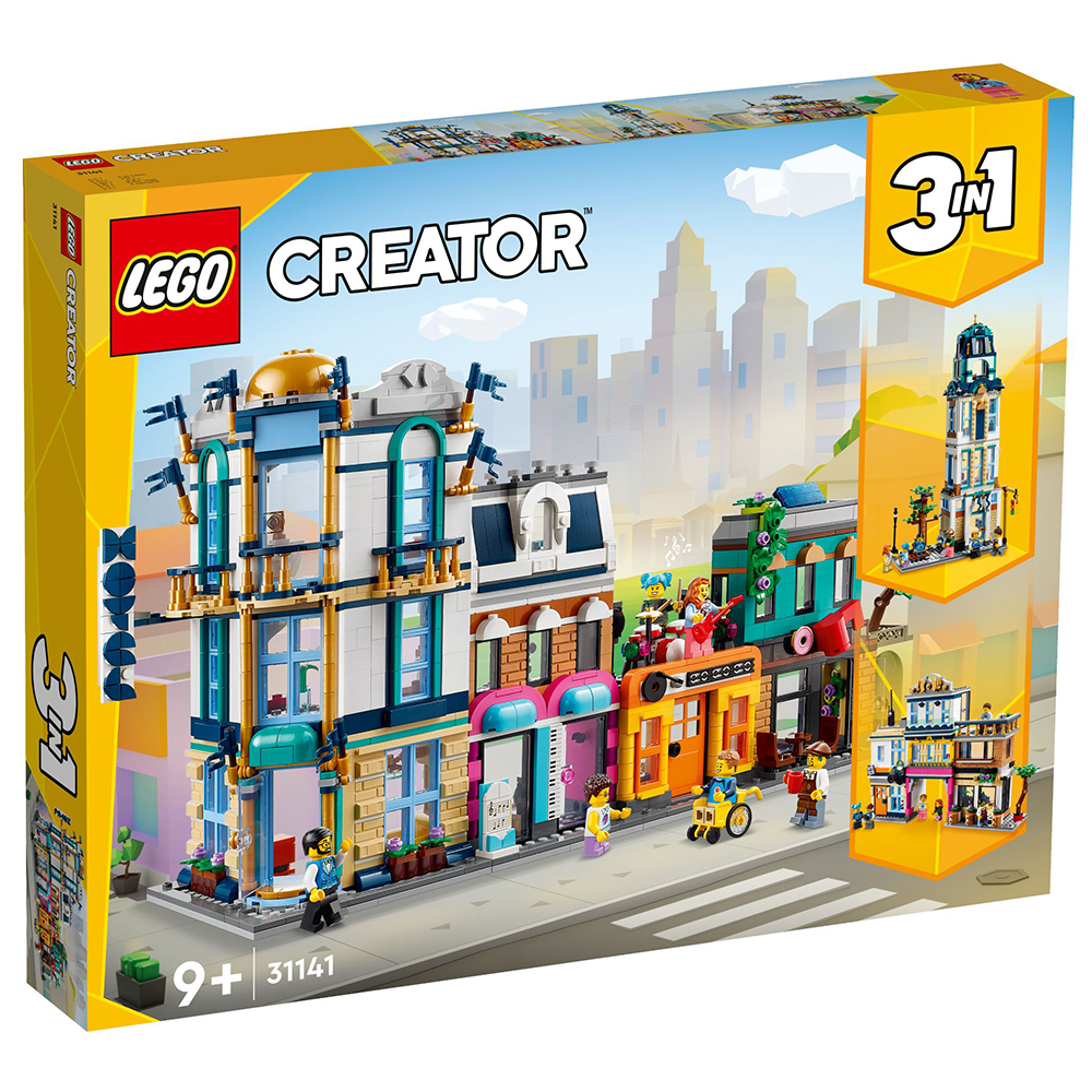 LEGO CREATOR 3 EN 1 – CALLE PRINCIPAL, 31141, TIENDA CON LICENCIA OFICIAL, PRODUCTO CON LICENCIA OFICIAL, ENVIO 24-48 HORAS PENÍNSULA, PIEZAS, BLOQUES, BRICKS, JUGUETES, 100% ORIGINAL