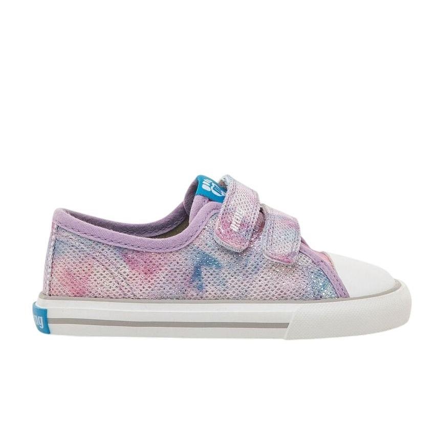 Zapatillas niña Mustang Free barefoot color Sinfo Pink rosa multi con brillo playeras Mustang canvas calzado respetuoso con certificado vegano muy comodas y flexibles con cierre de doble tira adherente by Mustang free
