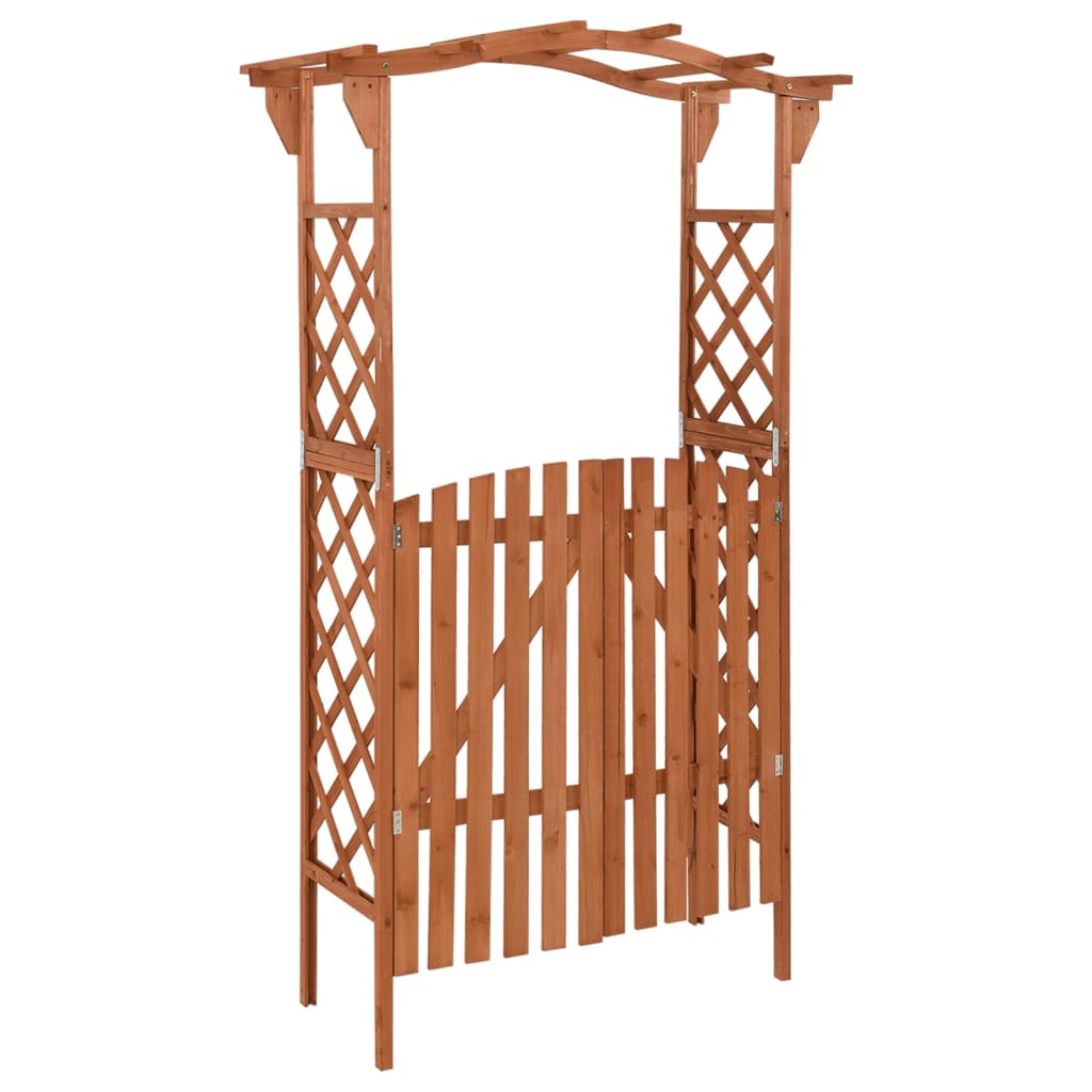 vidaXL Madera Maciza de Abeto Pérgola con Puerta Arco Entrada Pasaje Jardín Color Marrón,  Gris, y mas