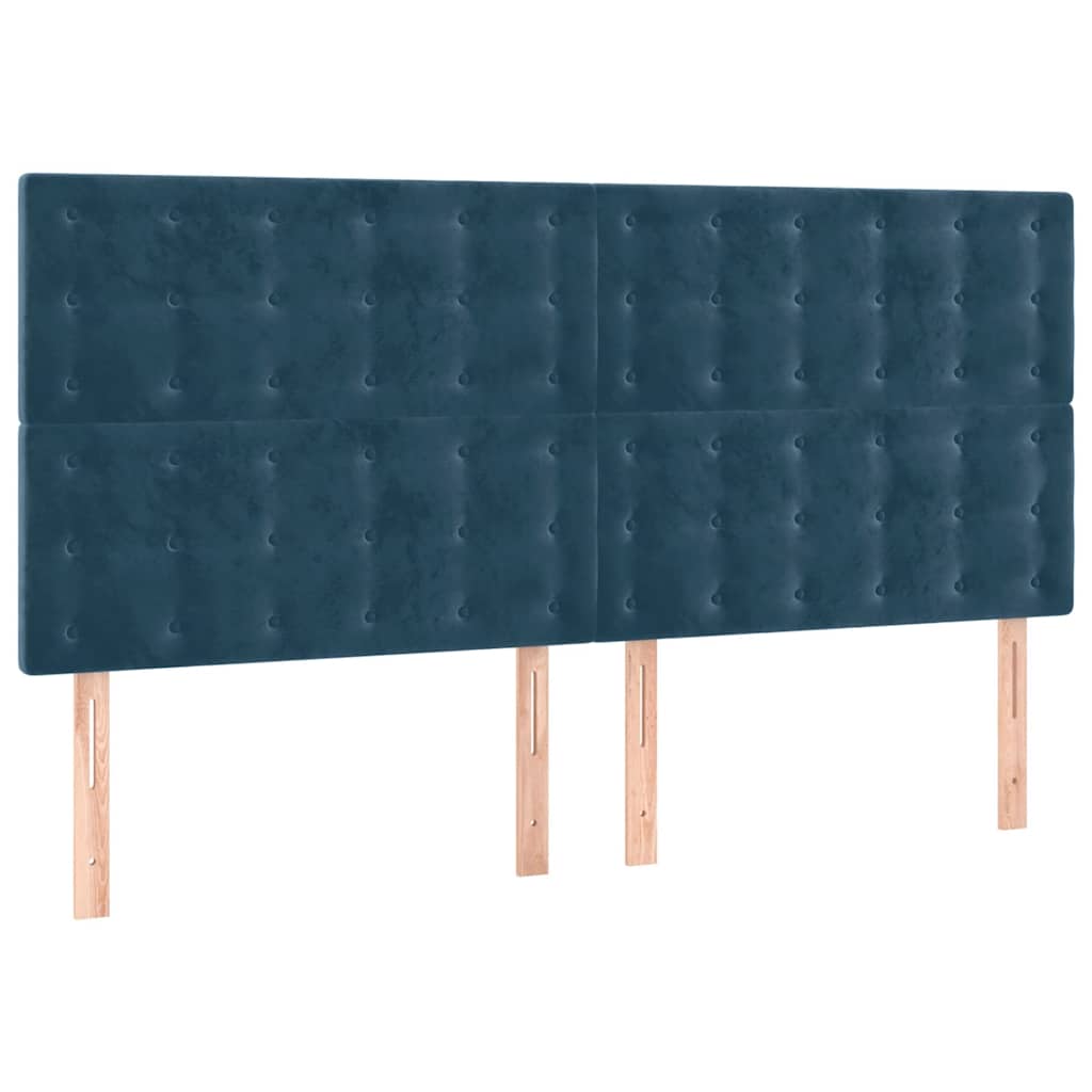 vidaXL Cabecero con luces LED terciopelo azul oscuro 160x5x118/128 cm