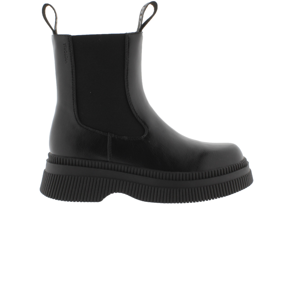 Victoria Dublín Botines de efecto piel negro monocromo con suela gruesa y tirador doble 1301104