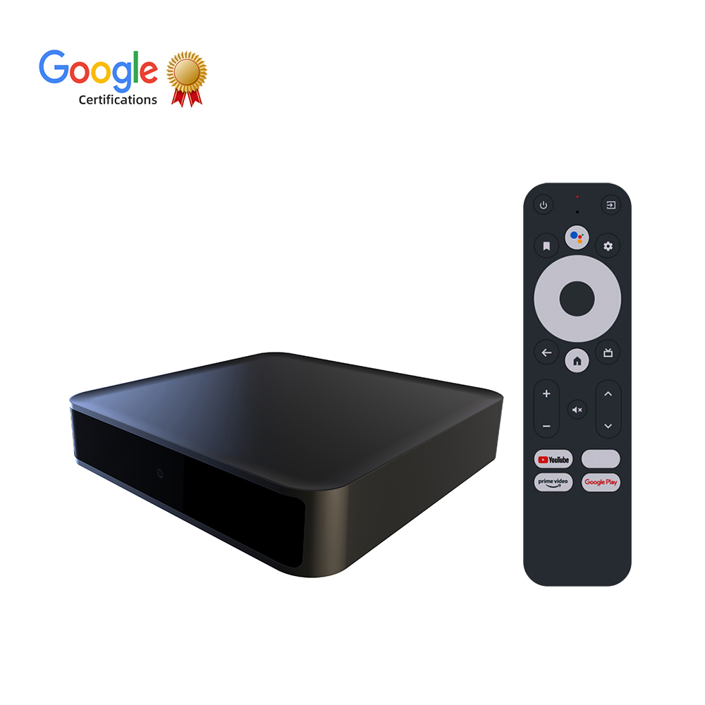 TV Box Android 12 4K Certificado por Google, Amlogic S905Y4-B, 2GB RAM 32GB ROM, 3 Antenas WiFi Bluetooth 5.0, Compatible con Prime Video y Disney+, Control por Voz con Google Assistant