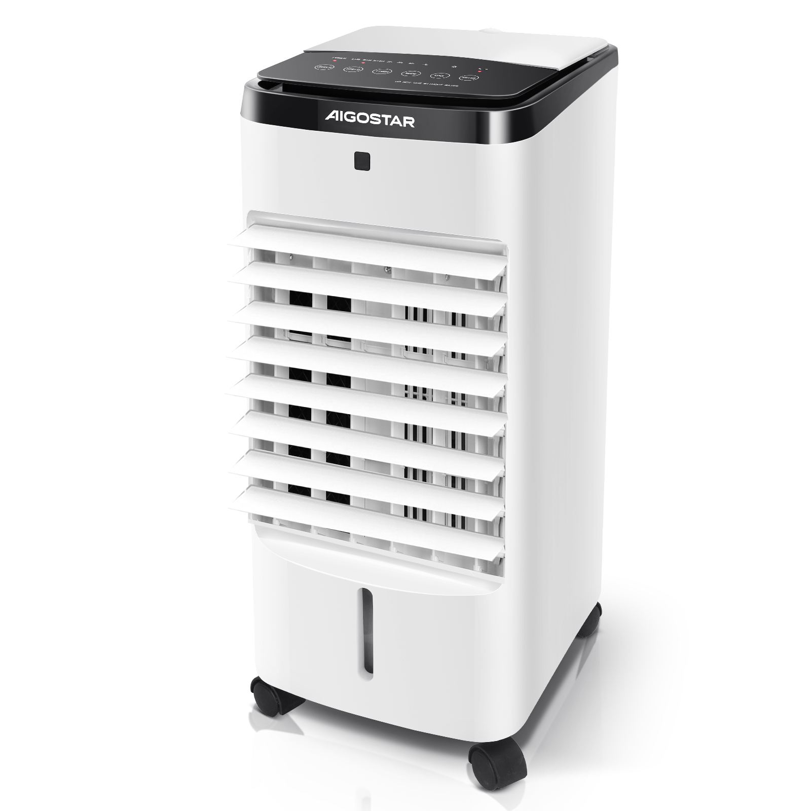 Enfriador de Aire 4 en 1, Climatizador Evaporativo con Ventilador Humidificador Purificador con Ruedas y Control Remoto, 12 H Temporizadores, 3.5L