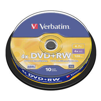 Verbatim dvd+rw regrabable 4x 4.7gb (tarrina 10 uds)