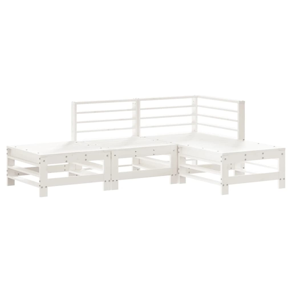 vidaXL Juego de muebles de jardín 4 pzas madera maciza de pino blanco