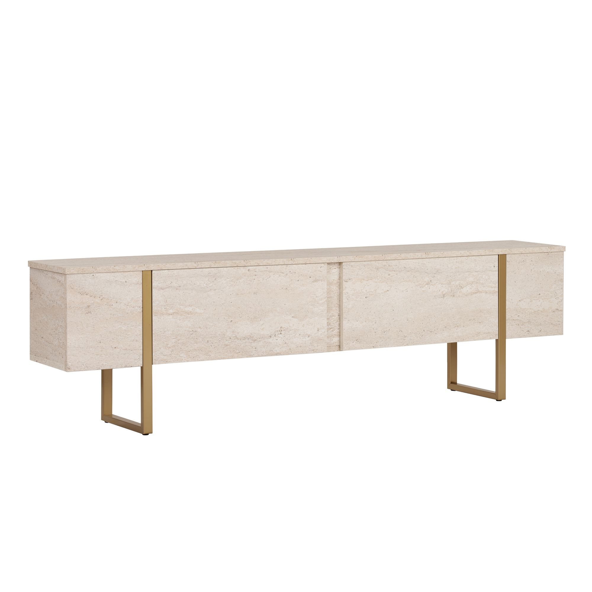 Habitat y Jardin - Soporte de TV de madera "Onera" - 180 x 30 x 50 cm - Travertino / Oro