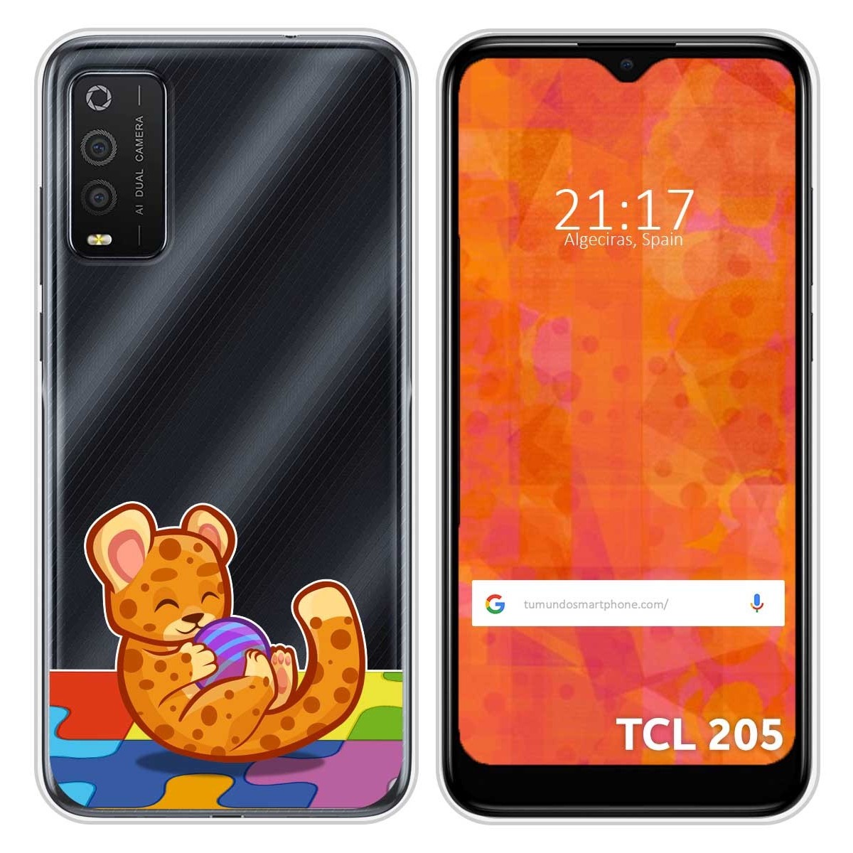 Funda Silicona Transparente para TCL 205 diseño Leopardo Dibujos