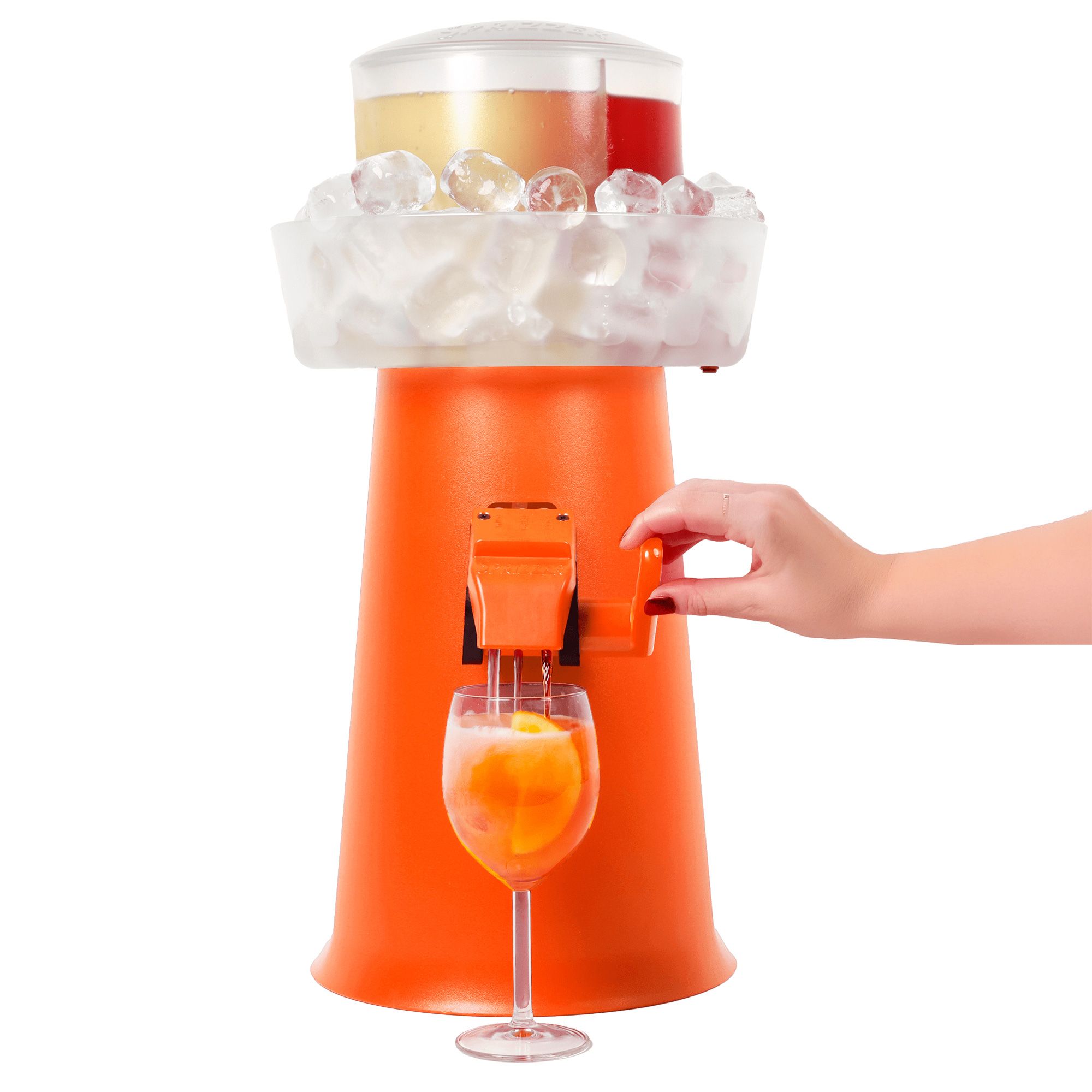 SPRIZZER la máquina innovadora para un Spritz perfecto en 5 segundos directamente en el vaso Sin electricidad ni pilas Máquina ideal para preparar su Spritz perfecto Naranja