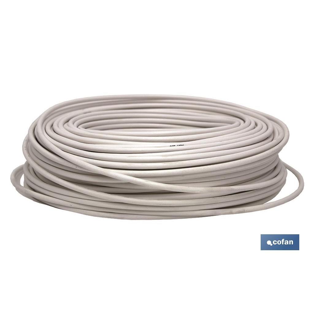 Cofan - Rollo de Cable de Antena TV Satélite TDT - Blanco - 100 Metros