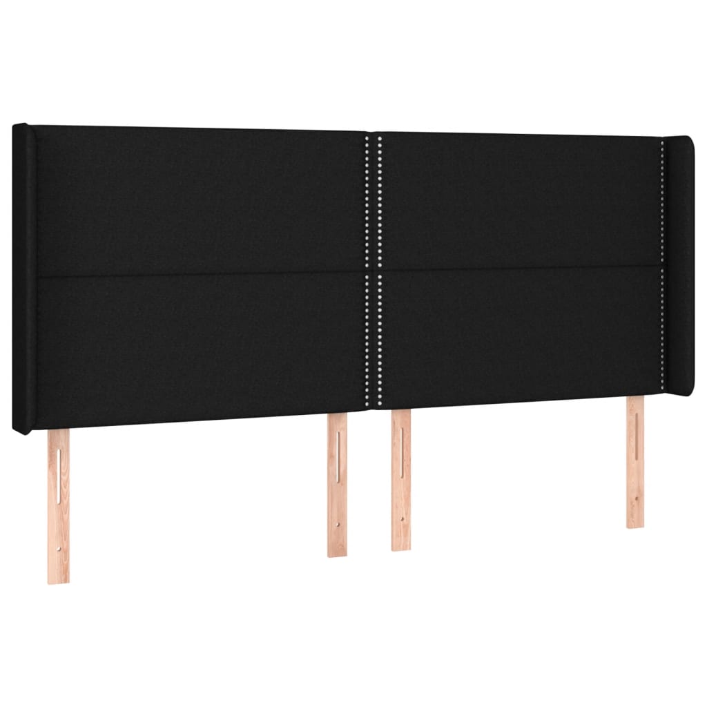 vidaXL Cabecero con LED de tela negro 183x16x118/128 cm