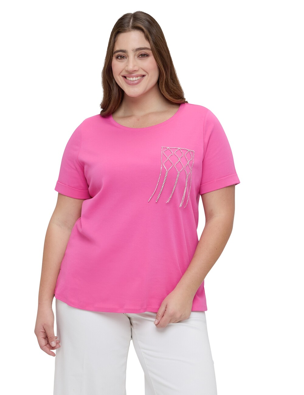 Fiorella Rubino - Camiseta de algodón con bolsillo decorado