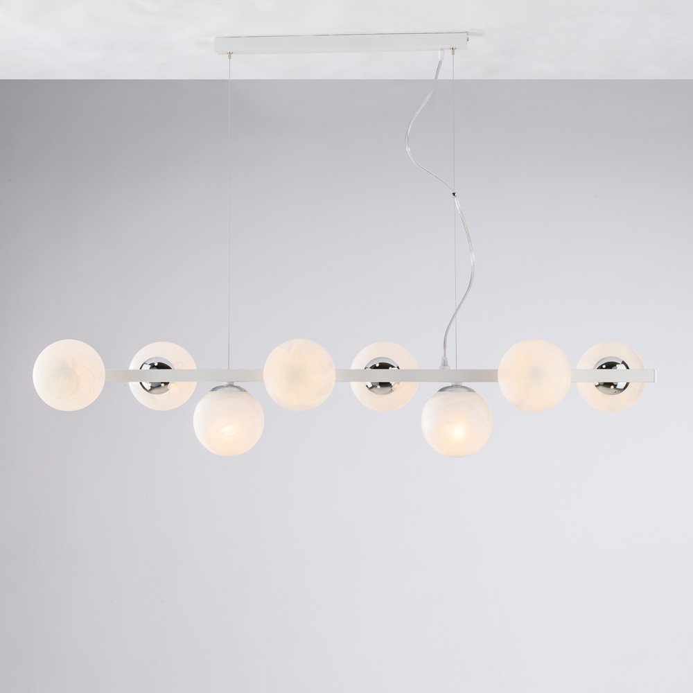 Araña Contemporánea Adrian Chrome Blanco 8 Luces E14