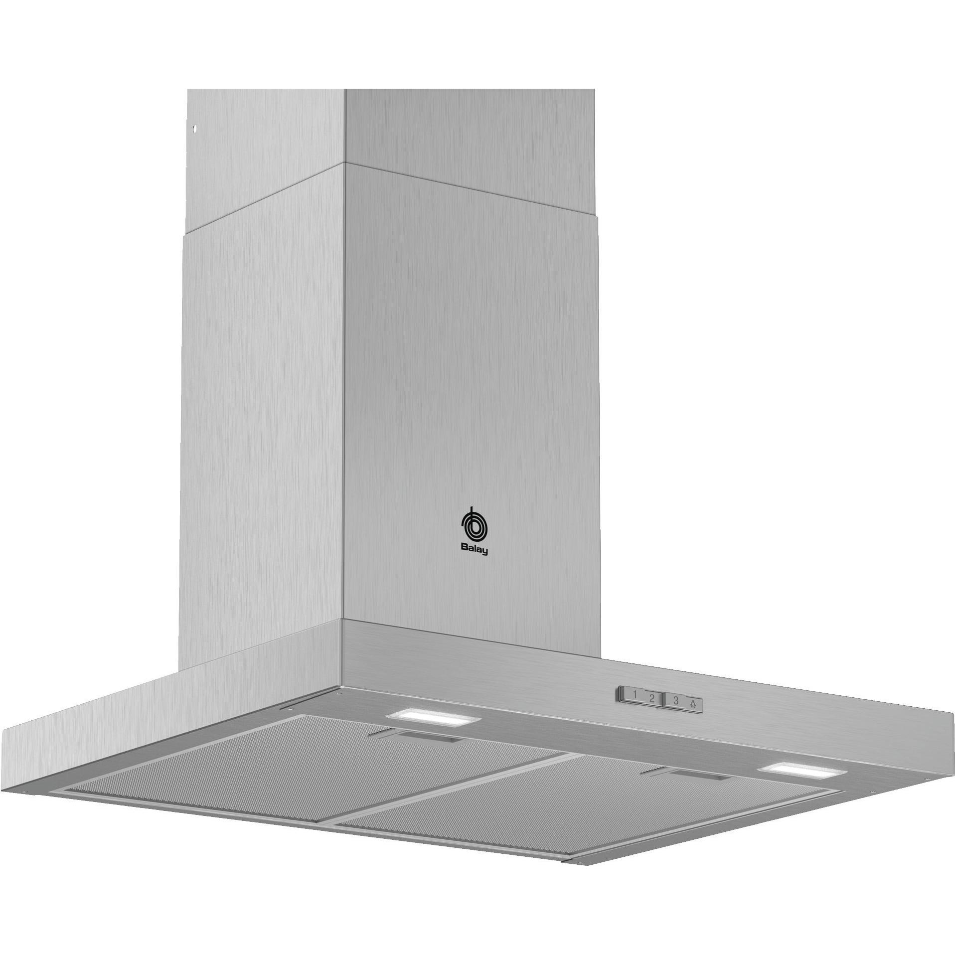Campana Decorativa T Invertida BALAY 3BC066MX 60cm 621m³/h Clase A Inox  | 53 dB(A), Niveles Extracción 3